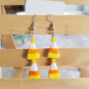 Glass Bead Candy Corn Earrings